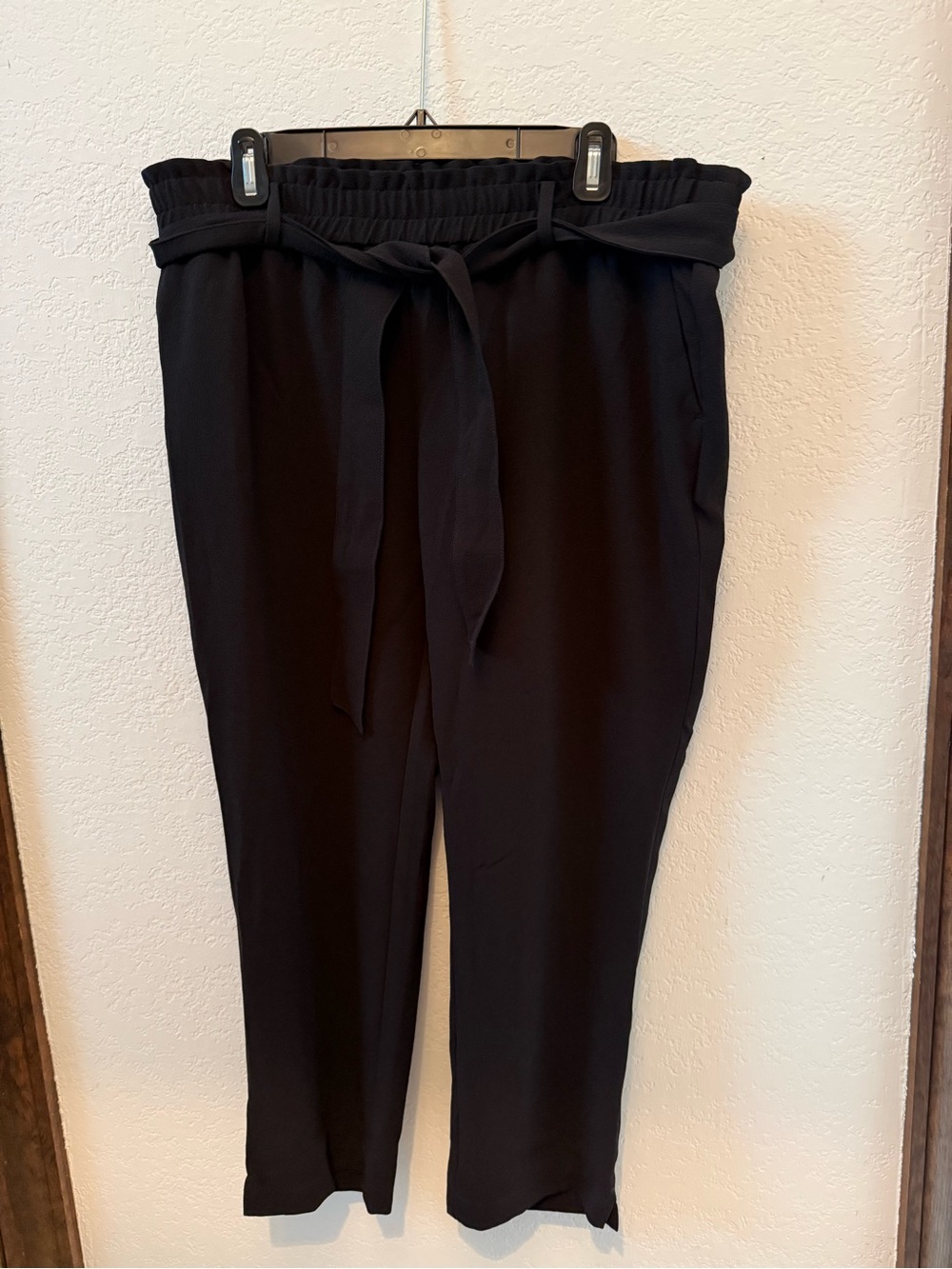 LOFT Women’s Black Paperbag Waist Trousers with Tie